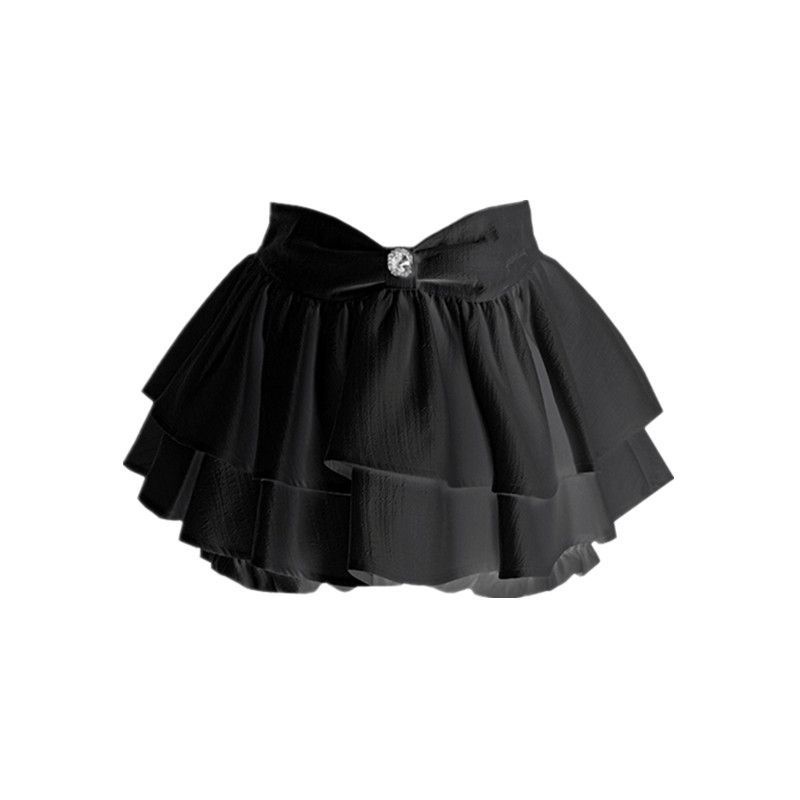 Chân Váy Denim Ngắn Diềm Xếp Nếp In Hoa Tinh Khiết Phong Cách Retro Thiết Kế Mới Cho Nữ