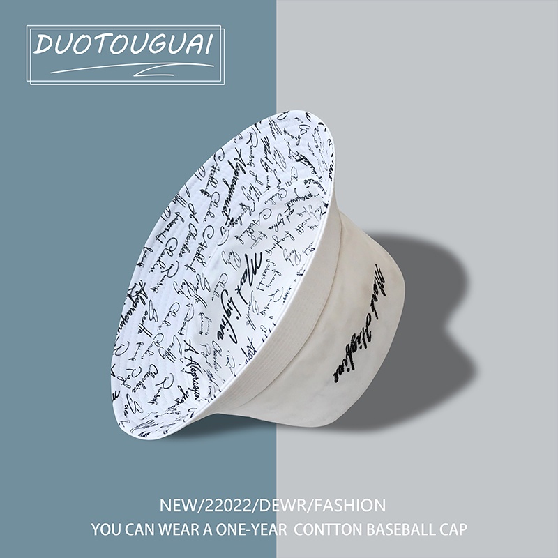 Nón Tai Bèo Hai Mặt In Chữ Phong Cách Hàn Quốc Thời Trang Mùa Hè Cho Nam