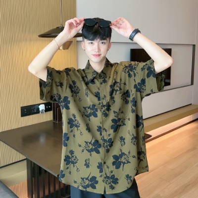 Áo Sơ Mi Tay Ngắn Dáng Rộng In Họa Tiết Hoa Phong Cách Hong Kong Cổ Điển Thời Trang Mùa Hè Cho Nam