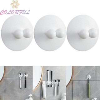 【COLORFUL】‎Toothbrush Holder Convenient Storage Suction Cup Design Toothpaste Holder