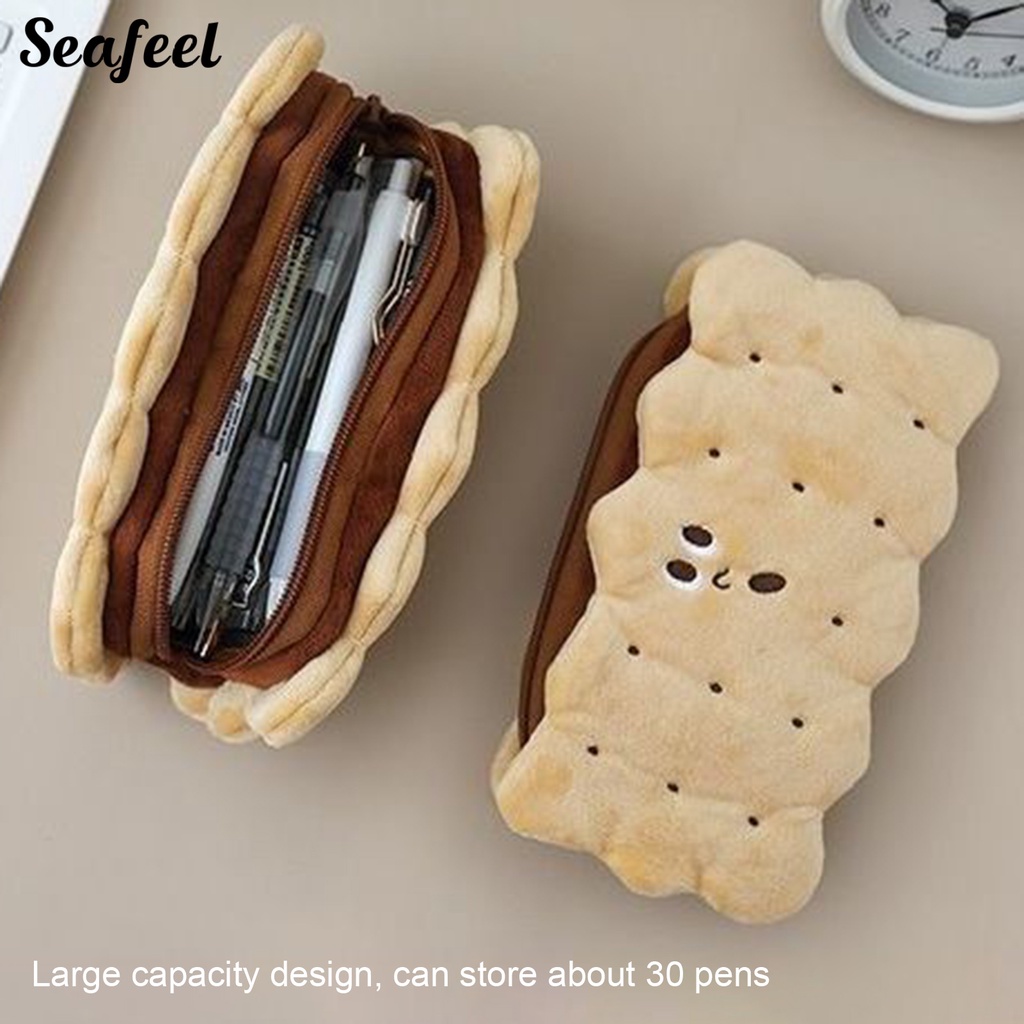 Túi Đựng Bút Hình Bánh Quy Bằng Lông Nhung Dễ Thương Xinh Xắn