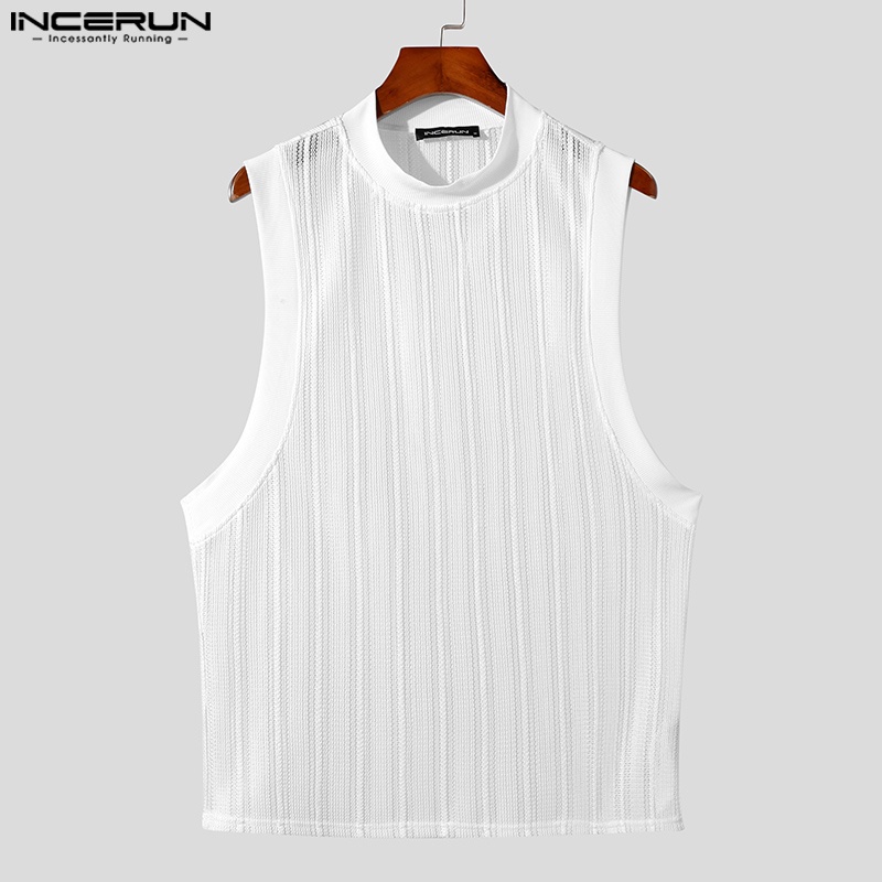INCERUN Áo Tank Top Dệt Kim Sát Nách Cổ Tròn Kẻ Sọc In Hình Bộ Xương Kiểu Hàn Quốc Cá Tính Cho