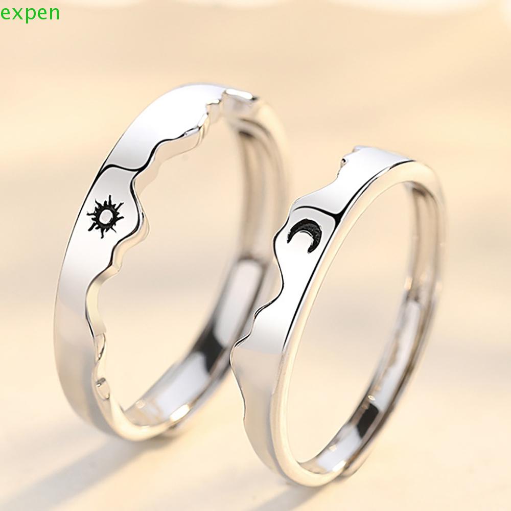 EXPEN Nhẫn Cặp Bằng Đồng Hình Mặt Trăng