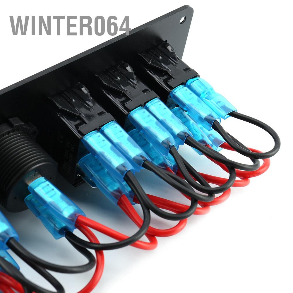 Winter064 6 Gang Toggle Rocker Switch Panel Vôn kế LED đầy màu sắc cho RV Car Marine Boat