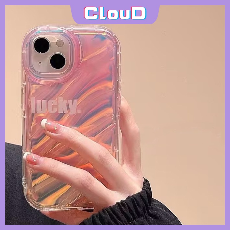 Ốp Điện Thoại Mềm In Chữ Happy Lucky 3D Màu Laser Cho IPhone 7 6S 8 6 Plus SE 2020 7Plus 11 14 12 13 Pro MAX XR XS X MAX