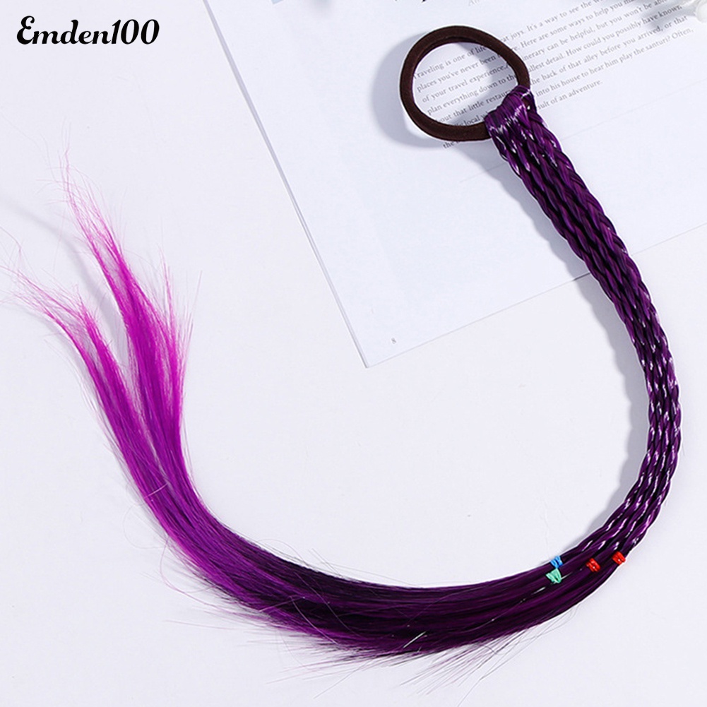 Dây Cột Tóc Đuôi Ngựa Giả Bện Sợi Dài Co Giãn Cho Bé Gái