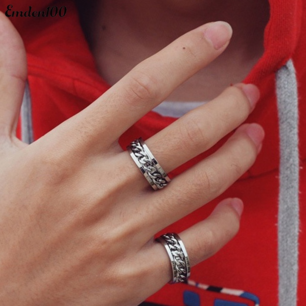 Nhẫn Đeo Tay Dạng Dây Xích Bằng Thép Không Gỉ Cho Nam