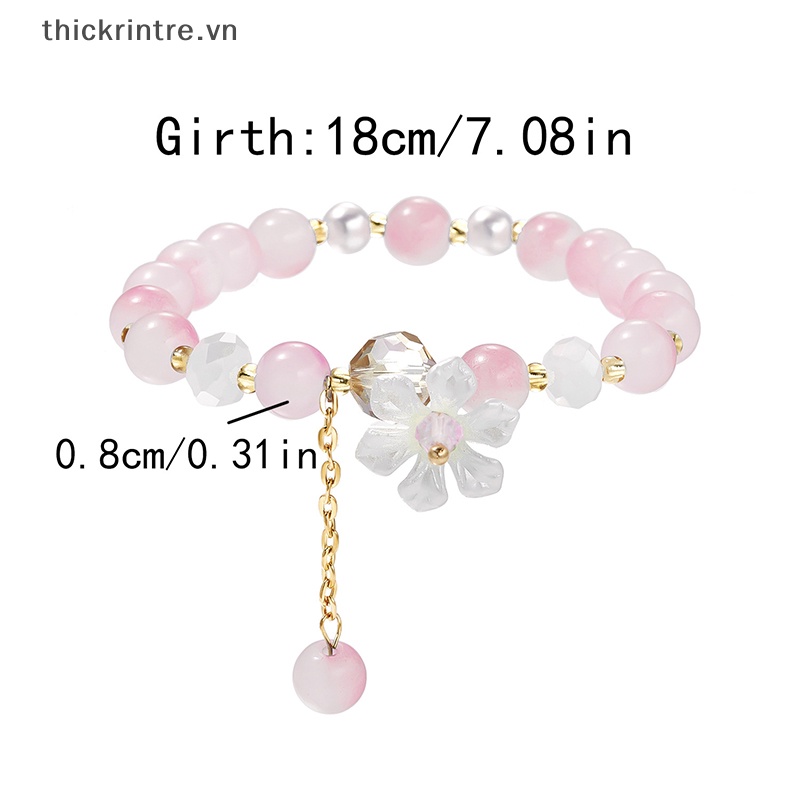 Vòng Tay Chuỗi Hạt Ngọc Trai Mặt Hoa Nhỏ Thanh Lịch Cho Nữ