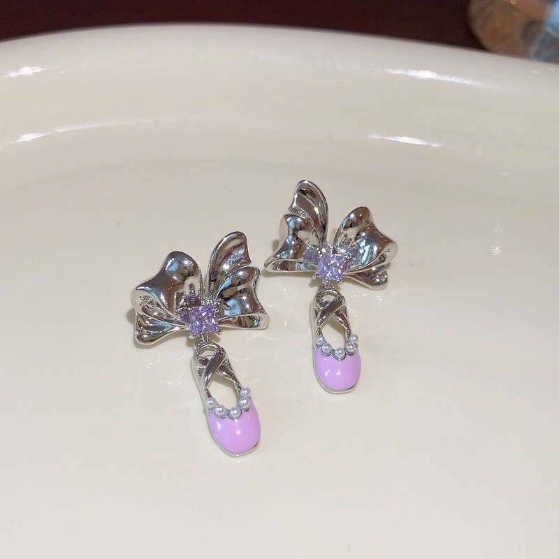 Vòng cổ Hai Lớp Thắt Nơ Đính Đá Zircon Tím Thời Trang