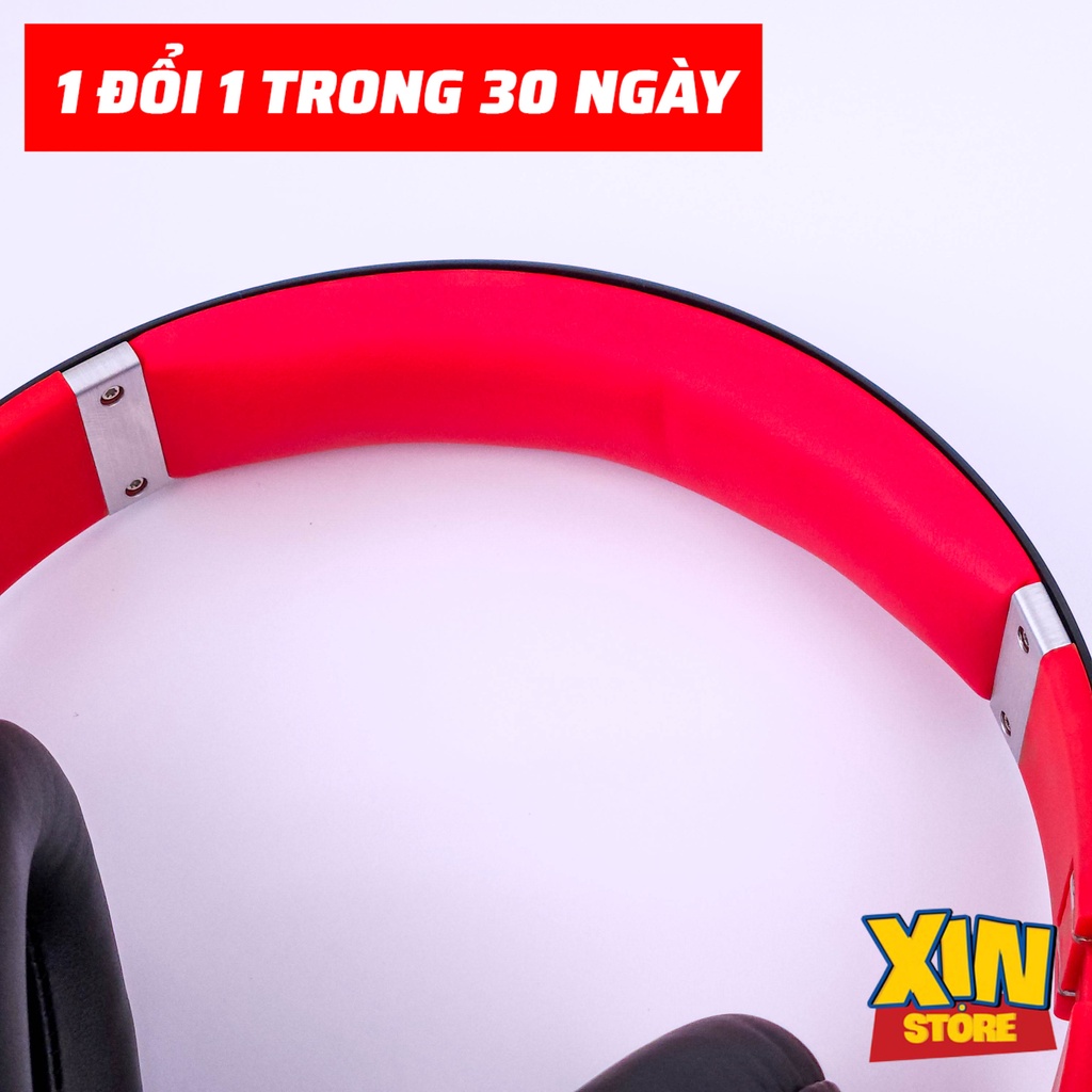 Tai nghe headphone overear trùm đầu Bluetooth 5.0 pin 60 tiếng BH059 ĐỎ ĐEN