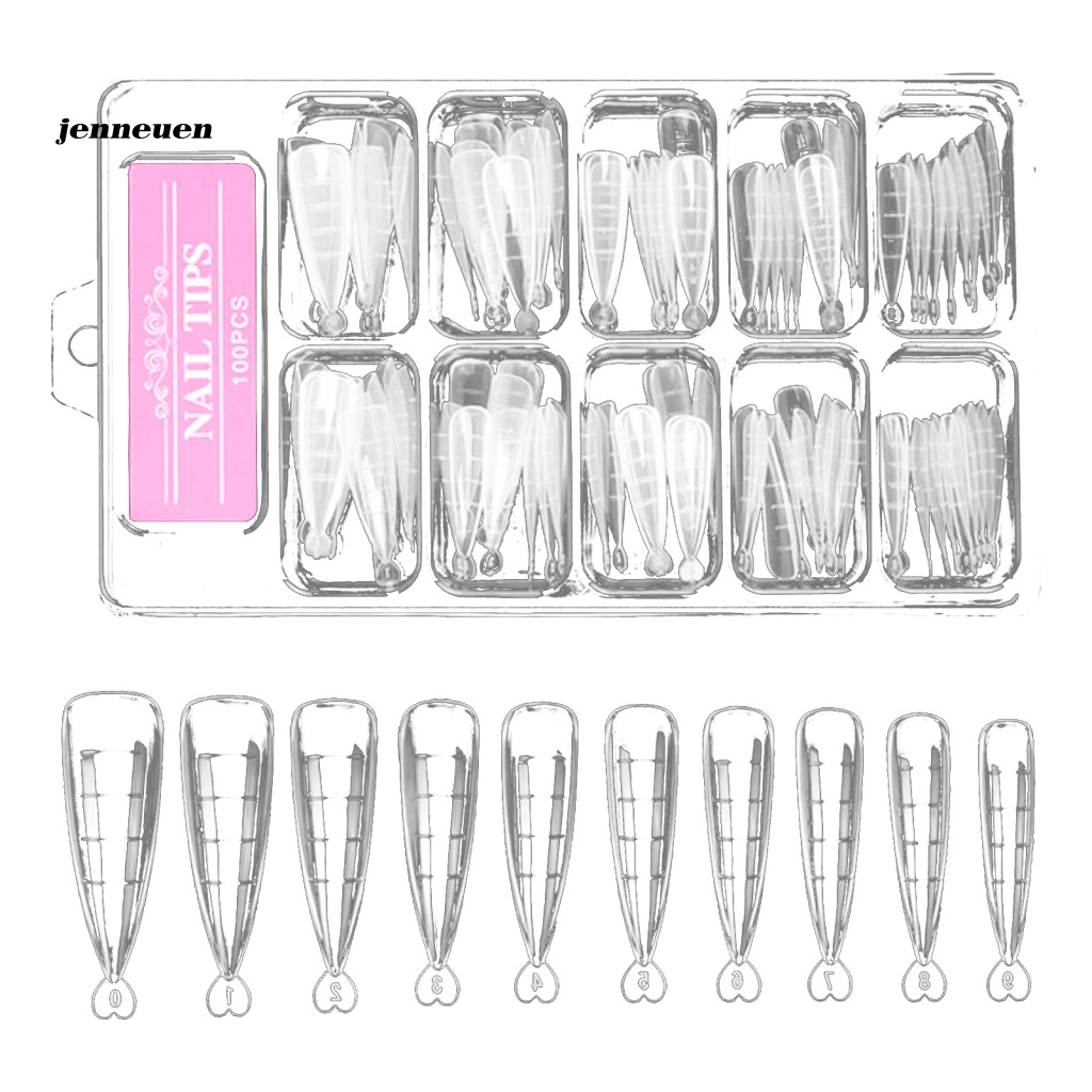 Set 100 Móng Tay Giả Dạng Nhấn Mềm Mịn Trưng Bày Cho Nữ