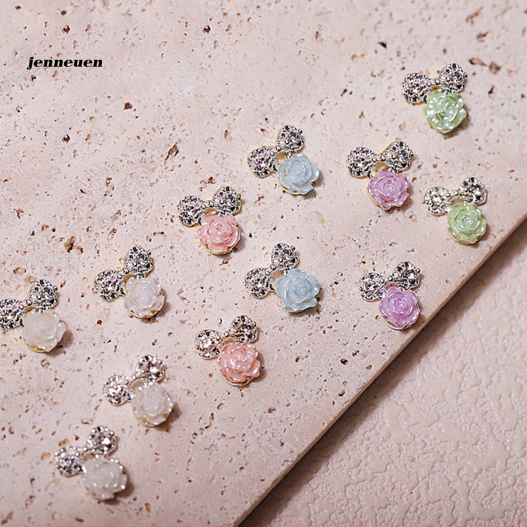 Bộ 10 Phụ Kiện Trang Trí Móng Tay Nghệ Thuật Hình Hoa Trà Ba Chiều