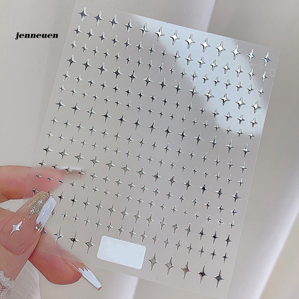 Nhãn Dán Móng Tạo Hiệu Ứng 3D Màu Trắng / Vàng / Đen / Bạc Lấp Lánh Không Phai