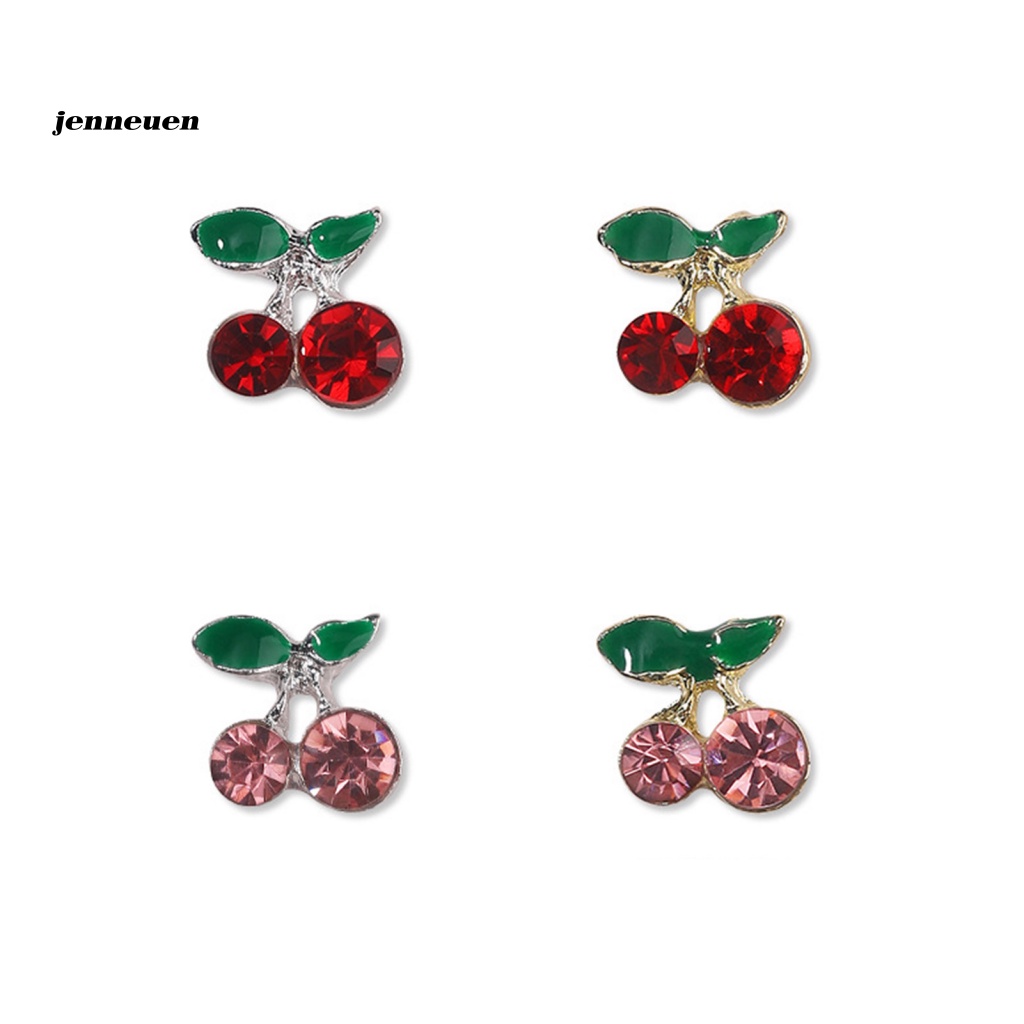 Set 10 Phụ Kiện Đính Trang Trí Móng Tay Chống Rỉ Sét Hình Quả Cherry Đính Đá Xinh Xắn