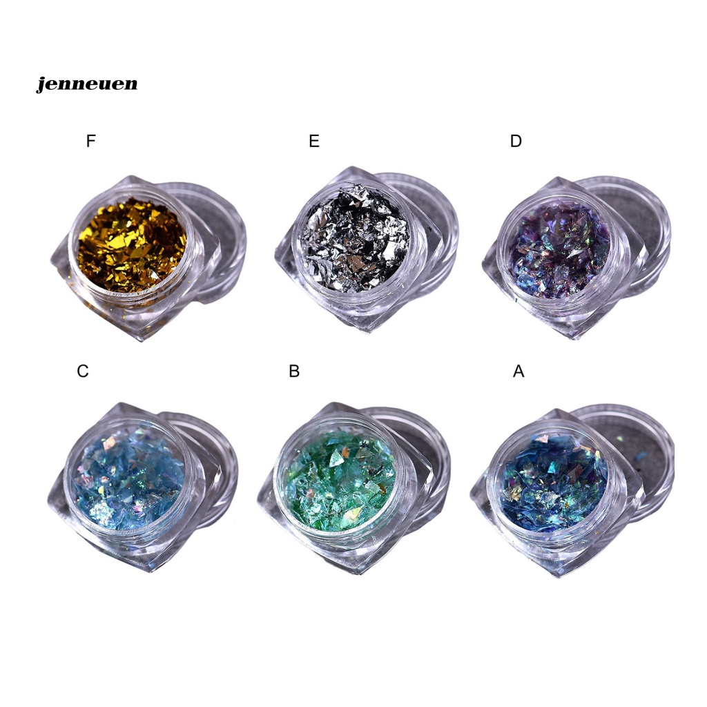 1 Hộp Hạt Kim Sa Lấp Lánh 6 Kiểu Trang Trí Móng Tay Nghệ Thuật