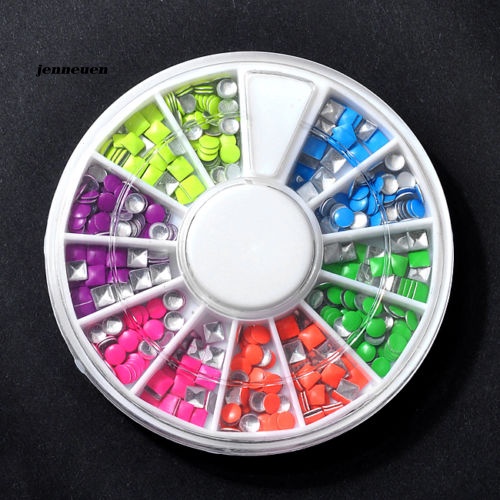 Set 500 Hạt Cườm Vuông / Tròn / Kim Loại 6 Màu Tự Trang Trí Móng Tay Nghệ Thuật