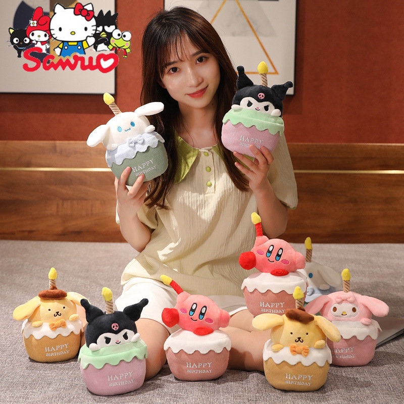 SANRIO Búp Bê Nhồi Bông Hình Bánh Kem Cinnamoroll Phát Nhạc Và Đèn