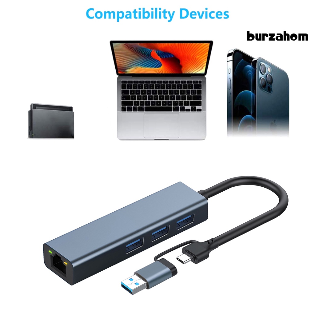 Bộ Chuyển Đổi Usb 3.0 Ethernet 2 Trong 1 Phích Cắm Và Play 5Gbps Tốc Độ Cao Dễ Lắp Đặt RJ45 Type-C Cho MacBook Pro