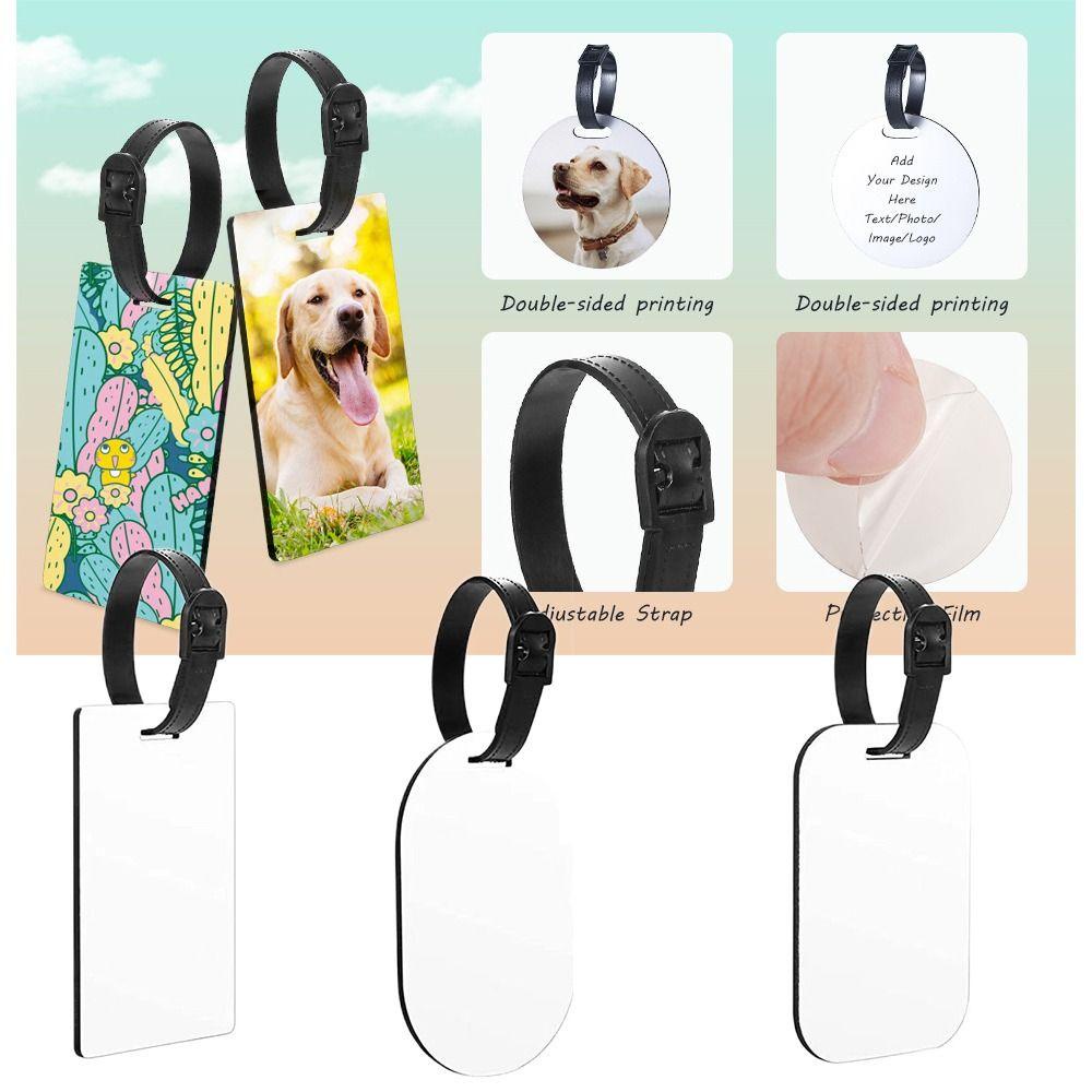 Thẻ Hành Lý Hai Mặt Có Dây Đeo Màu Trắng Trơn DIY