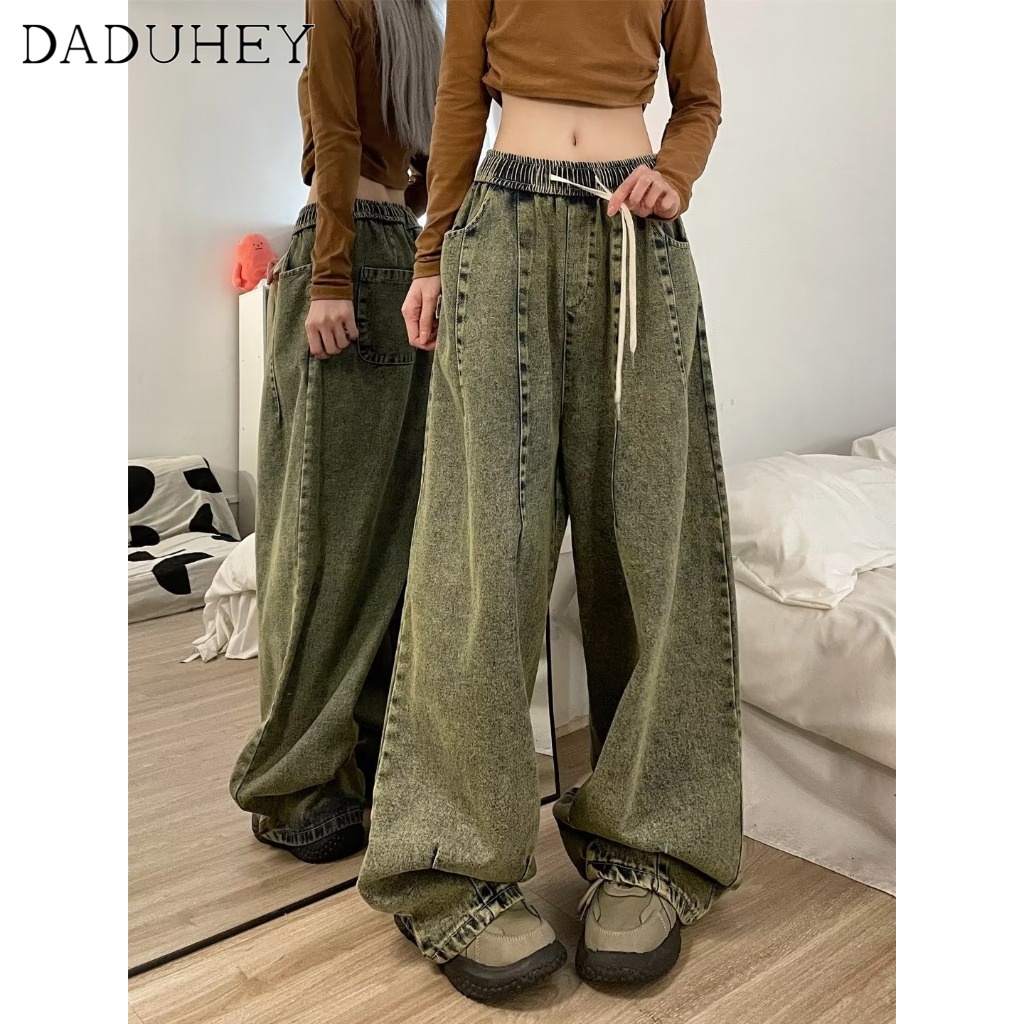 DaDuHey New American Ins High Street Retro Jeans Niche High Waist Wide Leg Pants Large Size Trousers