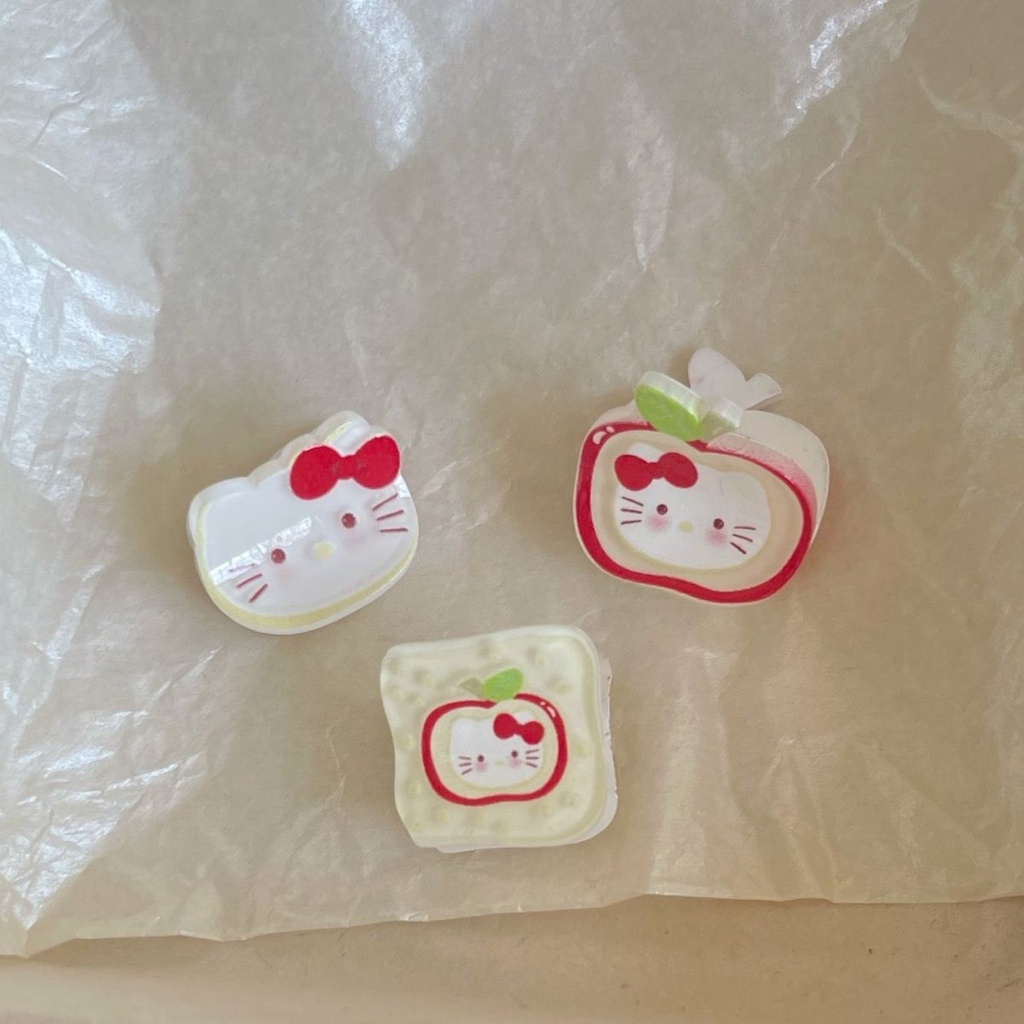 Kẹp Tóc Nhỏ Hình Trái Táo / Mèo Hello Kitty Dễ Thương Cho Bé Gái