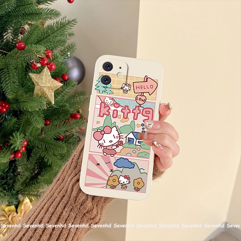 Ốp Điện Thoại TPU Silicon Mềm Có Giá Đỡ Hình Hello Kitty Cho iPhone 14 13 12 11 Pro Max SE2020 X XR Xs Max 7 8 6 6s Plus