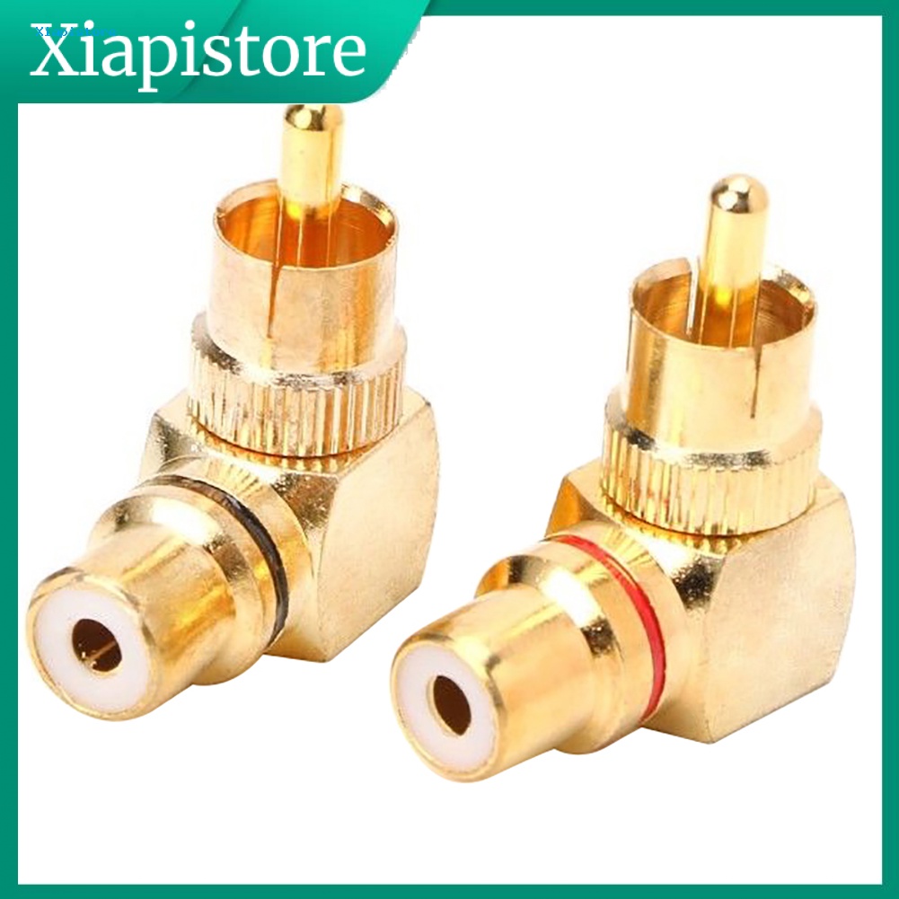 Set 2 Đầu Nối RCA Mạ Vàng Góc 90 Độ