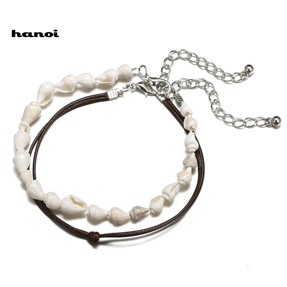 Set 2 Lắc Chân Hình Vỏ Sò Phong Cách Bohemia Thời Trang Cho Nữ