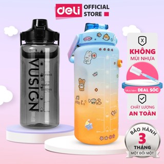 Bình Nước 2 Lít Chia Vạch Thể Thao Nhắc Nhở Deli KHÔNG MÙI NHỰA AN TOÀN Với Sức Khoẻ Có Giấy Kiểm Định Chất Lượng Cute