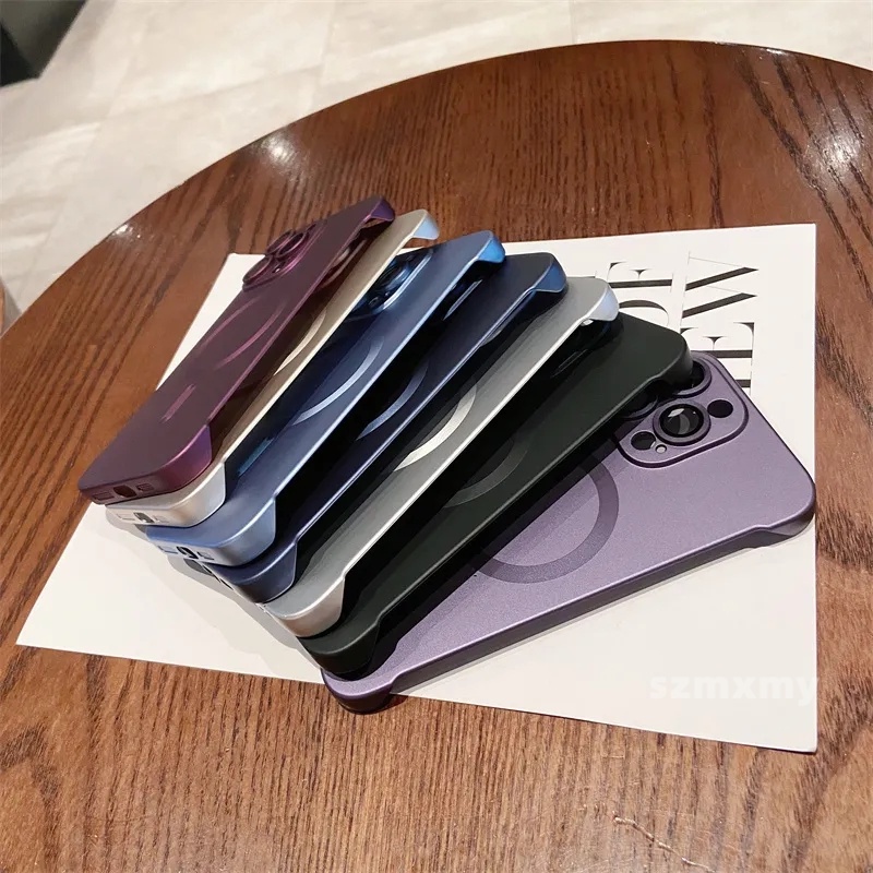 Deluxe Ốp Điện Thoại pc Cứng Mặt Nhám Từ Tính Bảo Vệ lens Cho iphone 15 14 13 12 11 pro max 15plus