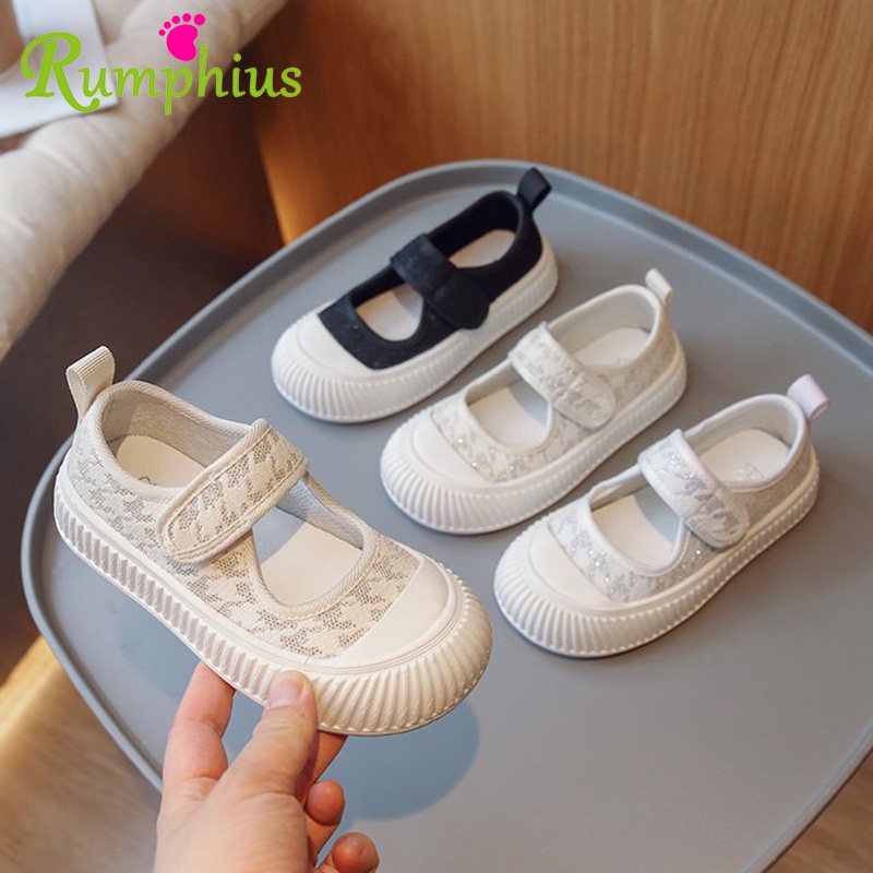 Rumphius Giày Thể Thao Vải Canvas Đế Mềm Chống Trượt Thoáng Khí Thoải Mái Cho Bé Gái Cỡ 26-36