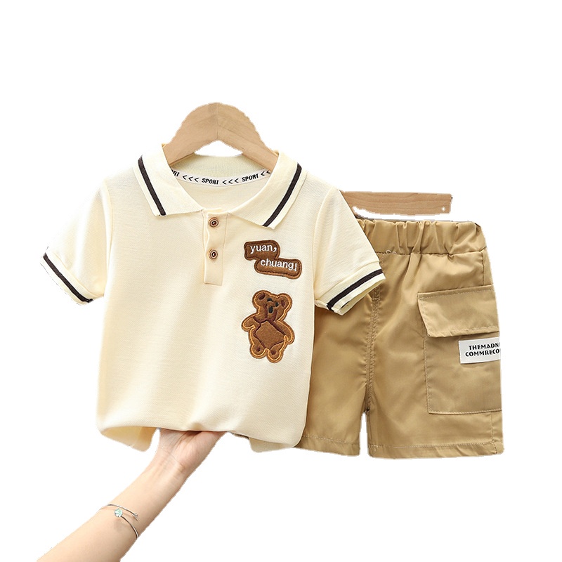 Set Đồ Thể Thao 2 Món Tay Ngắn In Hình Gấu Thời Trang Mùa Hè Cho Bé