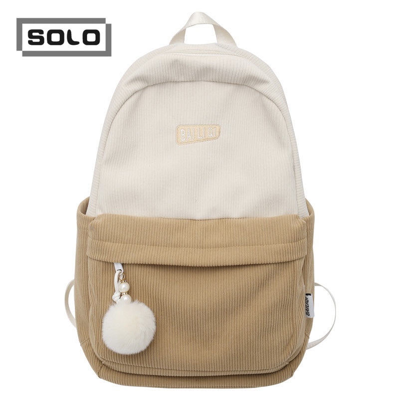 SOLO Solo Balo Nữ cặp đi học balo du lịch balo nữ da 2023 Hàn Quốc Thời trang Beautiful Thanh lịch L95S24O 37Z230911