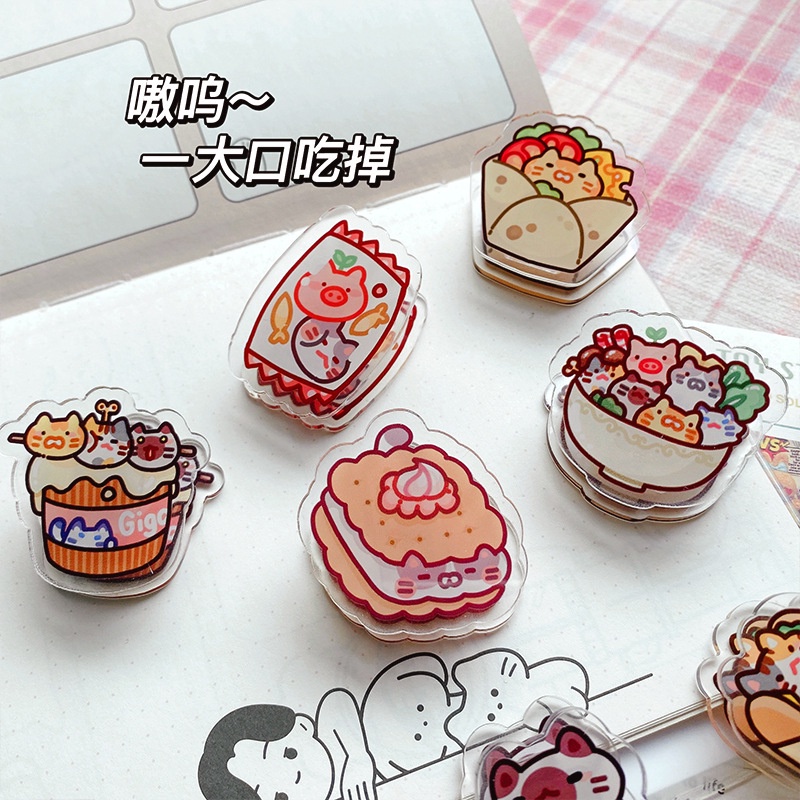 Kẹp Giấy Hai Mặt Bằng Acrylic Hình Mèo Kitty Xinh Xắn