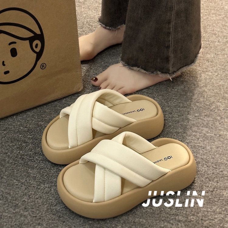 JUSLIN dép sandal nữ dép bánh mì đế cao thời trang 2023 NEW Comfortable Đẹp fashion Unique B28G14P 37Z230910