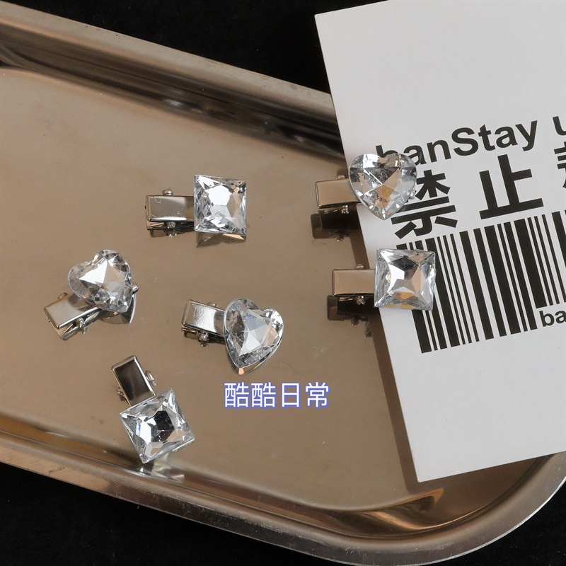 Kẹp Tóc Nhỏ Siêu Flashy y2k Hình Trái Tim Gãy Tóc Mái Cao Cấp