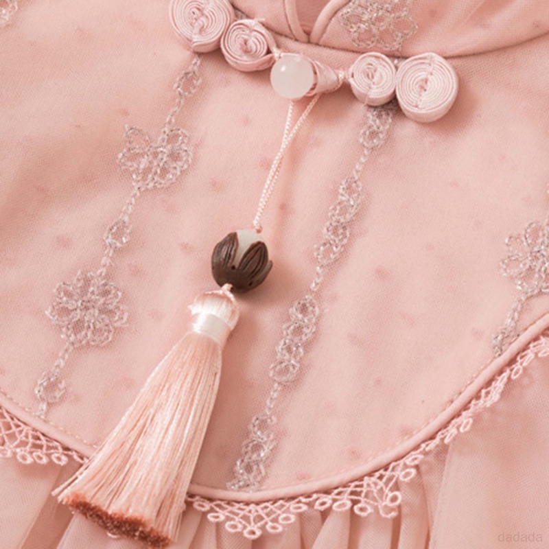 Đầm Hán Phục Dài Tay Phối Tua Rua Thời Trang Dành Cho Bé Gái