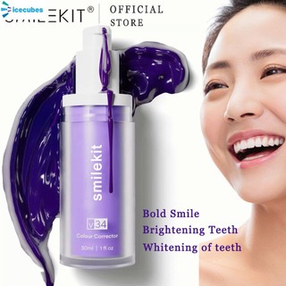 Làm trắng răng v34 color corrector tím kem đánh răng bọt làm trắng loại bỏ vết cà phê/hút thuốc lá/răng vàng icecubes