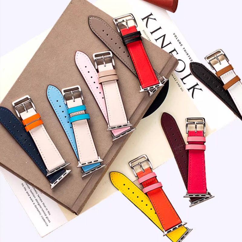 Dây Đeo Bằng Da Dành Cho Đồng Hồ Apple Watch ultra 49mm 45Mm 41Mm 40Mm 44Mm 42Mm 38Mm Iwatch Series 3 4 5 6 SE 7 8 hermes