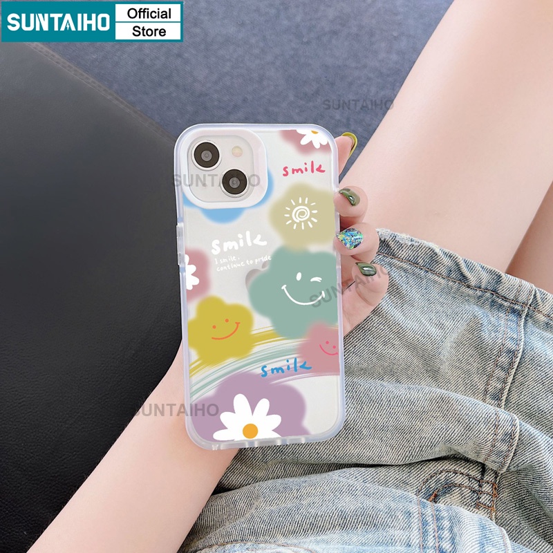 Suntaiho ốp lưng iphone Ốp Điện Thoại TPU Mềm Chống Sốc Trong Suốt In Hình Hoa Cho iphone 15 14 13 12 11 pro max ip 7 8 plus iphon x xs xr xsmax