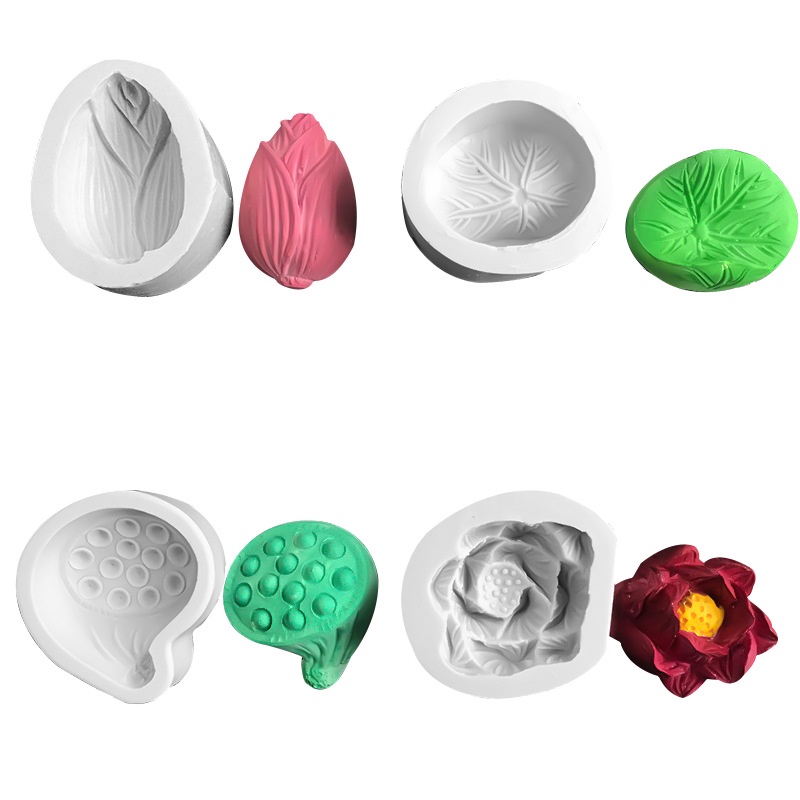 Khuôn Silicone Tạo Hình Làm Bánh Kẹo Hình Lá Sen Diy