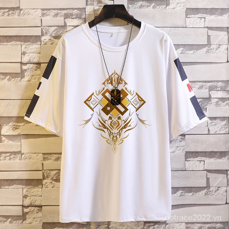 ★Genshin Impact★Zhongli & Keqing & Ganyu Merchandise Áo Thun Tay Ngắn Dáng Rộng Phong Cách Mới Mùa Hè Cho Học Sinh