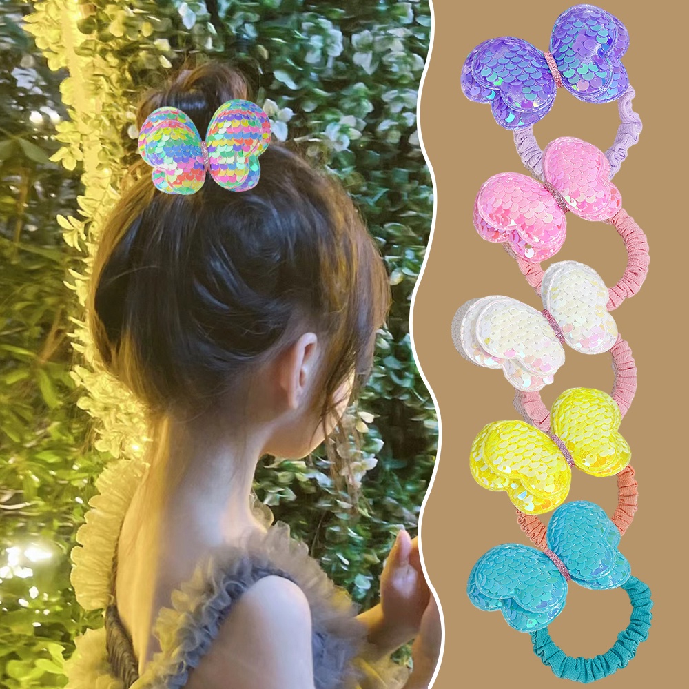 Dây Cột Tóc Đính Nơ Kim Sa Lấp Lánh Dễ Thương Cho Bé Gái