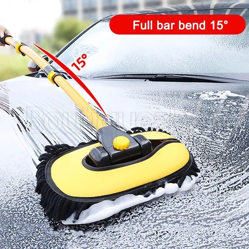 Cây Lau Xe Hơi Cán Dài Xoay 360 Độ Bằng Hợp Kim Nhôm Mềm Mại Có Thể Điều Chỉnh