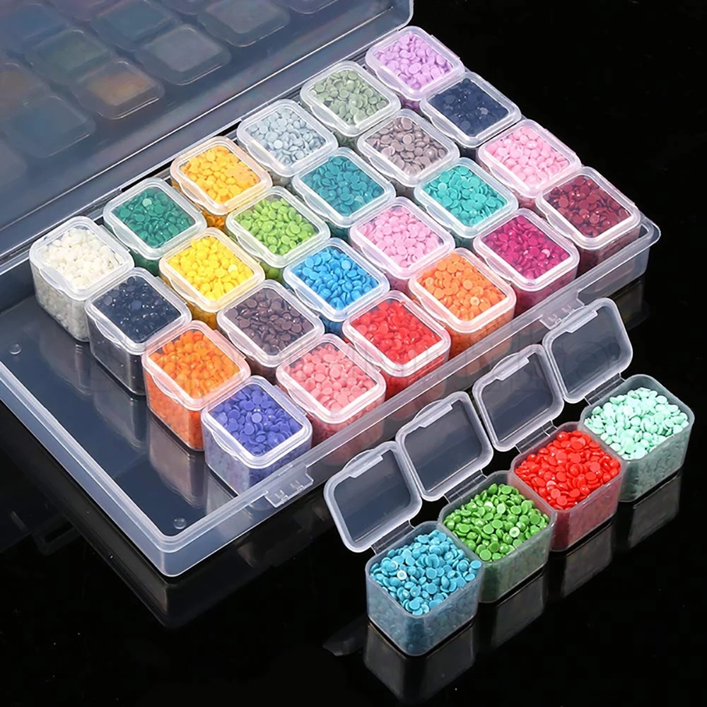 28 Girds Adjustable Transparent Plastic Jewelry Storage Box / Handmade DIY Multi-cell Jewelry Storage Basket for Painting,Beads, Earrings and Necklaces