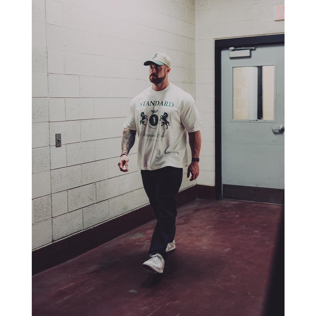 Ready stock paucris 'match lux stretch-cotton print sporty loose crewneck short-sleeved t-shirt