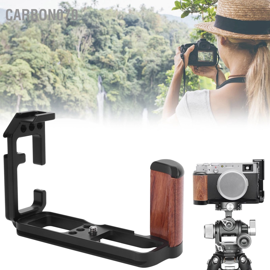 Carbon070 Giá đỡ máy ảnh LShape Tấm phát hành nhanh với Tay cầm bằng gỗ cho Fujifilm X100V