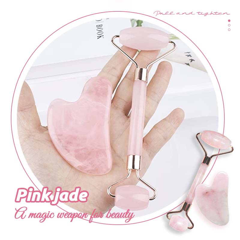 FEPO Cây Lăn Mát Xa Nâng Cơ Mặt Bằng Ngọc Bích Tự Nhiên 2 Trong 1