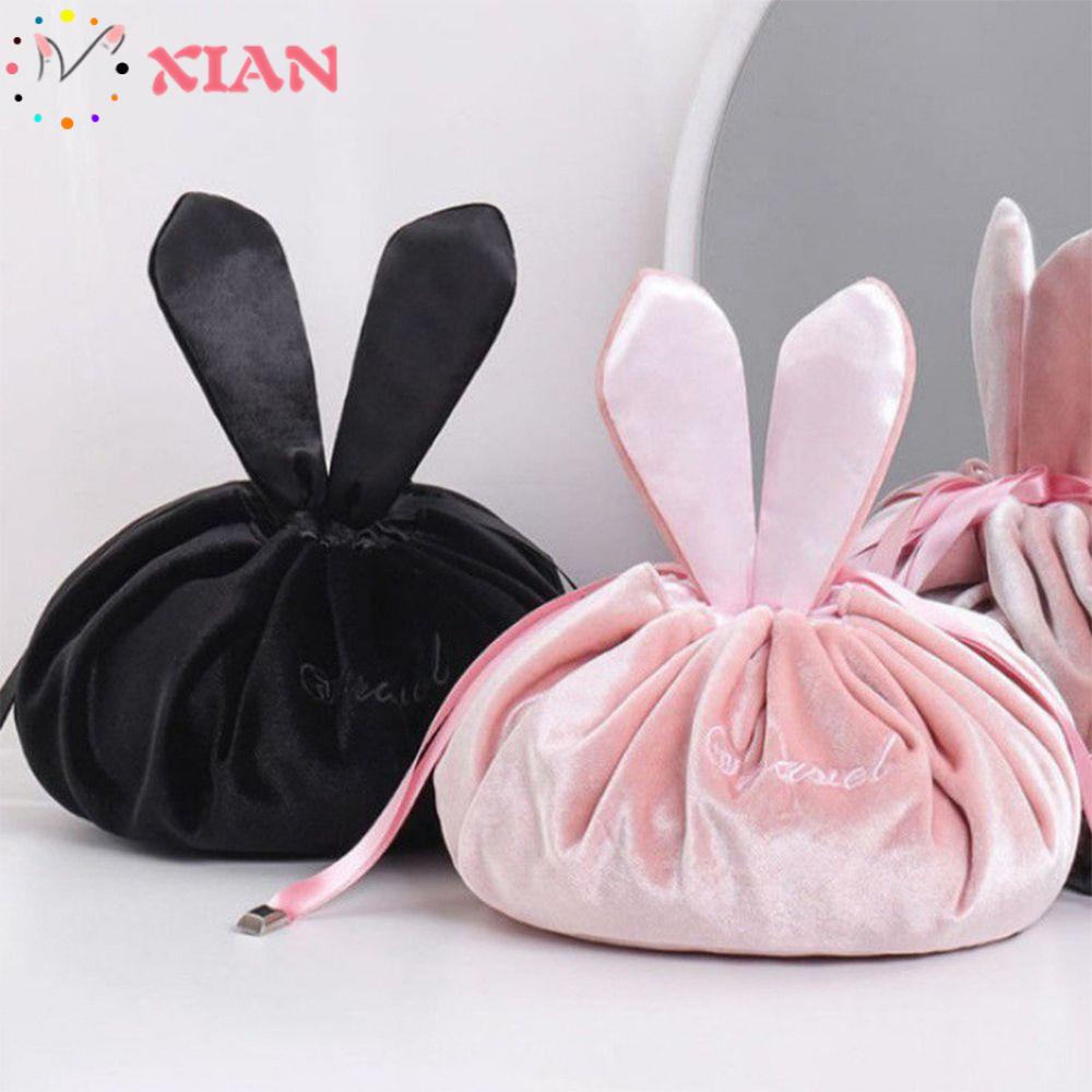 Túi Dây Rút Đựng Đồ Trang Điểm Sức Chứa Lớn Hình Tai Thỏ Chất Liệu Nhung Cao Cấp Thời Trang