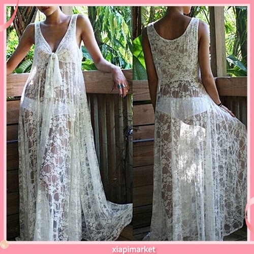 Phụ Kiện Chuyên Dụng Dành Cho Xe Hơi XIA| Đầm Maxi Sát Nách Phối Ren Hoa Xuyên Thấu Thiết Kế Cổ Chữ V Quyến Rũ